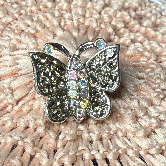 Petite Clear Rhinestone Butterfly Brooch - Picture 1 of 3